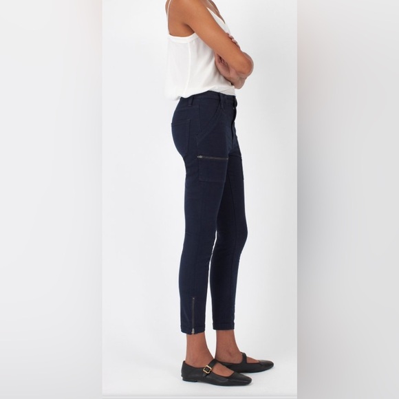 Joie Park Skinny Pants Women’s 27 Navy Blue Back Flap Pockets Zippers Ankle XS S - Picture 3 of 10